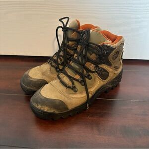 Size 7 Merrell M.E.C Adirondack Convert Green Brown Leather High Hiking Boots